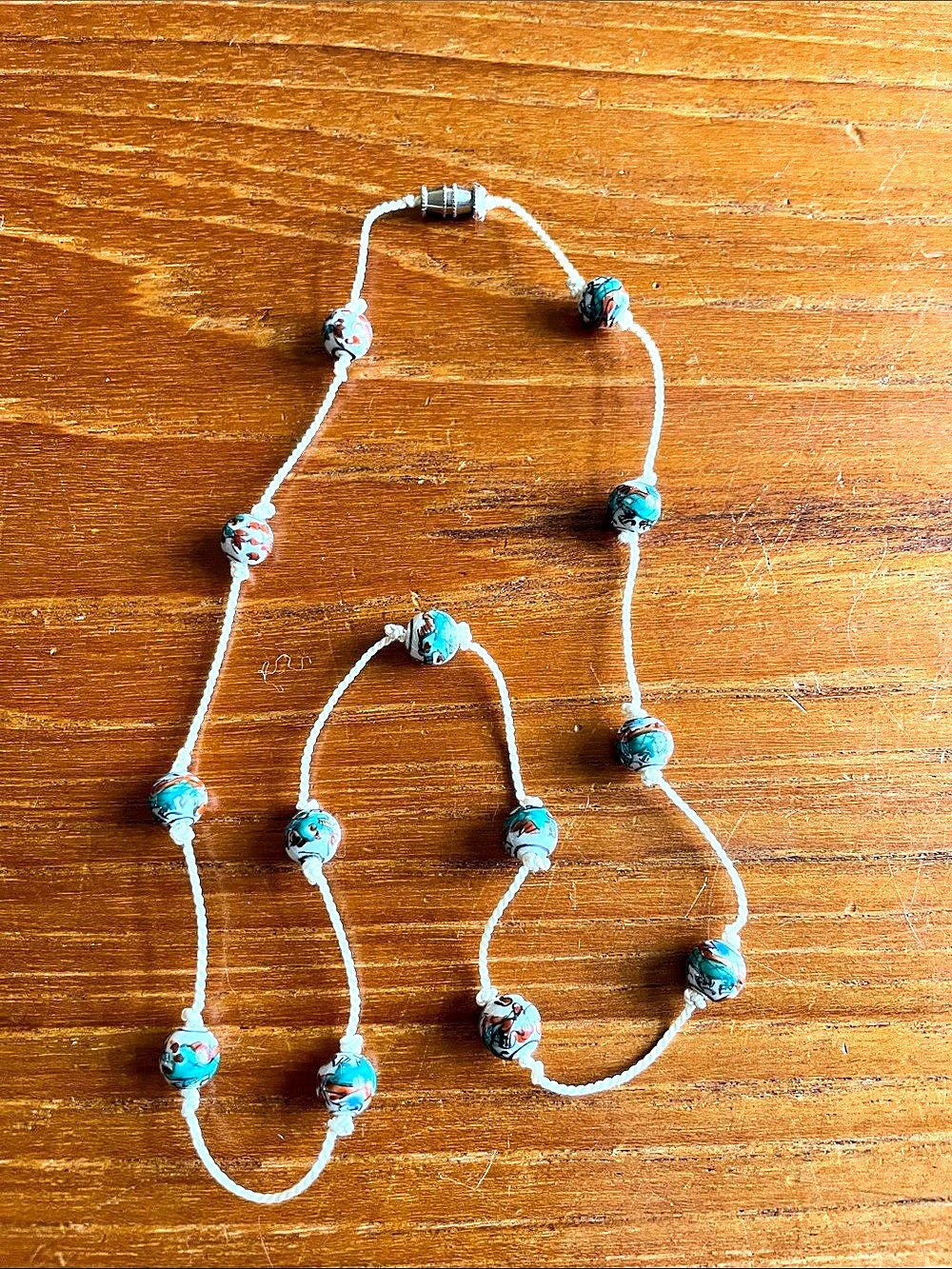 Vintage Porcelain Bead Necklace from Japan